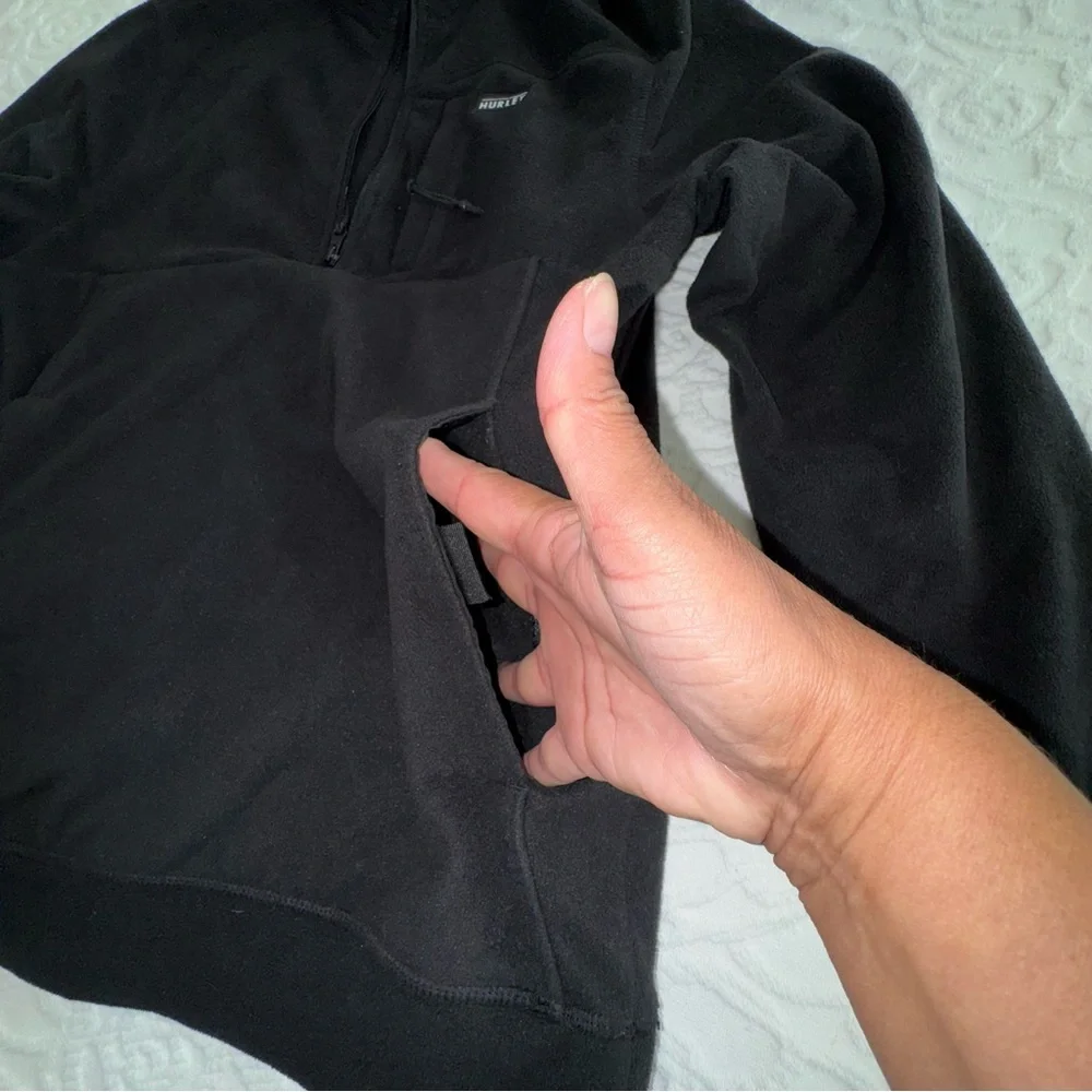 Hurley Black Quarter-Zip Fleece Pullover Jacket